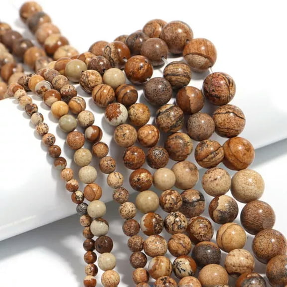 K-KED Natural Stone Picture Jasper Round Spacer Beads for Delicate Jewelry Making 6 8 10 12mm-8 mm