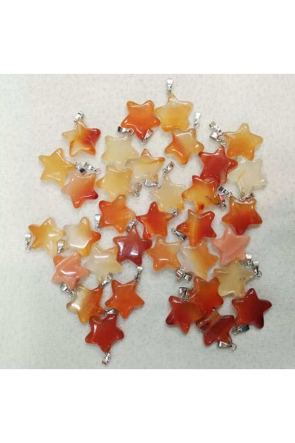 Natural Stone Red Agate 50pcs Star Pendant Bead for DIY Delicate Jewelry Making 20mm