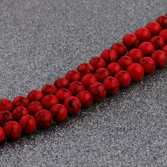 K-KED Natural Stone Red Turquoise Gemstone Round Spacer Loose Beads 6mm 8mm 10mm 16"-10 mm