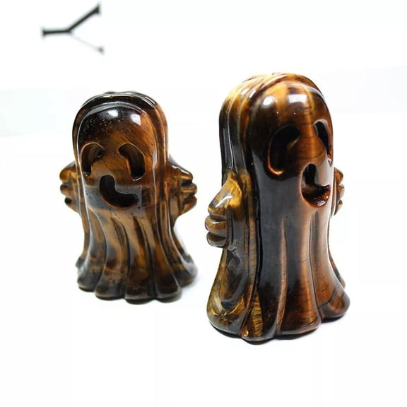 K-KED Natural Tiger's Eye Quartz Ghost Carved Crystal Stone Healing Mineral Rock Gift