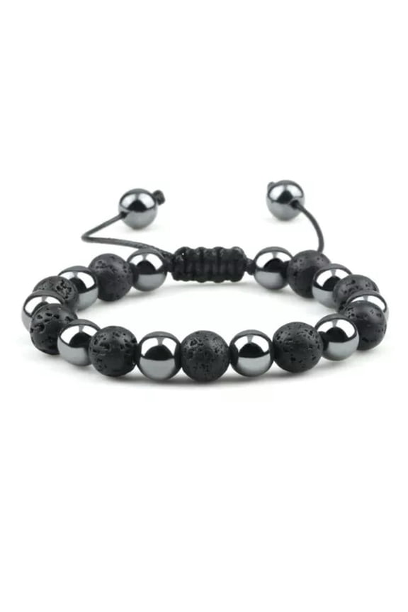 Natural Tigers Eye Lava Rock Bracelet for Men Women Healing Energy Bead Jewelry-1 pcs Lava+hematite