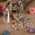 thumbnail image 1 of K-KED Natural White Quartz Pendant Amazonite Chip Beads Knot Handmade Mala Necklace-40 inch, 1 of 6
