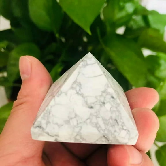 K-KED Natural White Turquoise Howlite Quartz Crystal Pyramid Healing Rock Stone Tower