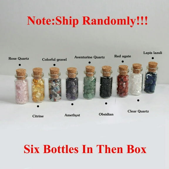 K-KED Natural Wishing Bottle Quartz Crushed Stone Crystal Mineral Reiki Decor Box Gift