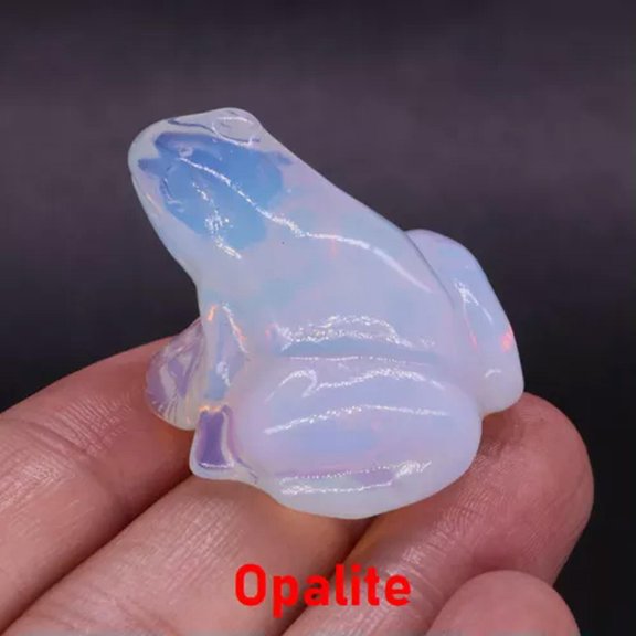 K-KED Natural quartz crystal carved frog stone frog animal mascot gift-Opal Quartz Crystal