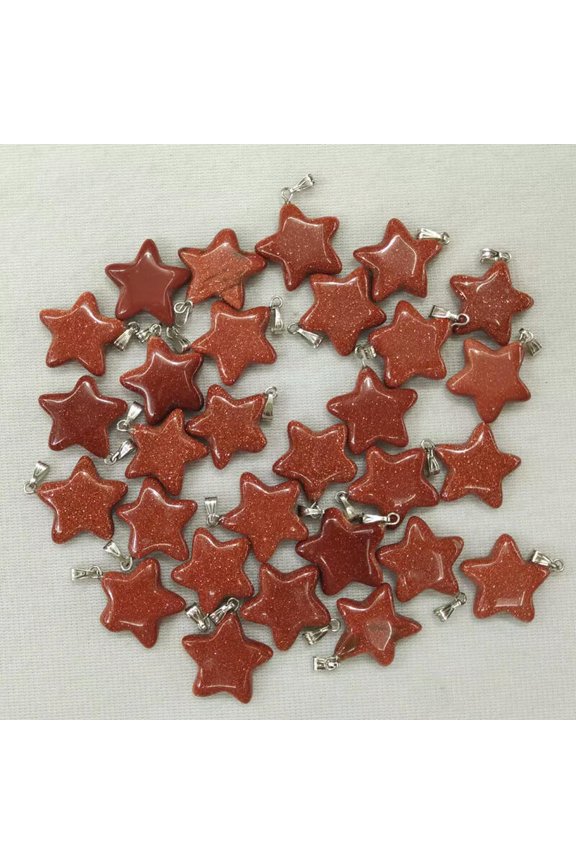 Natural stone Gold Sand Stone 50pcs Star Pendant Bead for Delicate Jewelry Making 20mm