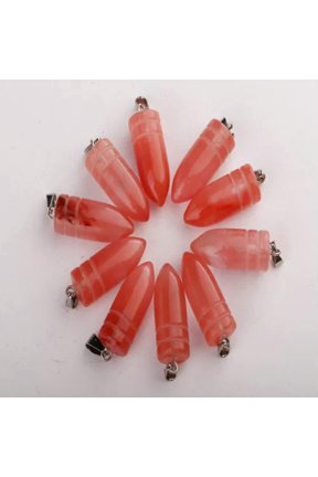 Natural stone pendant quartz bullet-shaped charm healing crystal pendants 25pcs-watermelon red