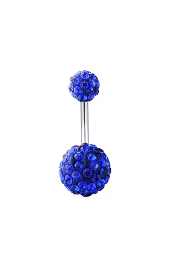 Navel Belly Button Ring Crystal Flower Dangle Bar Barbell Body Piercing Jewelry!-dark blue