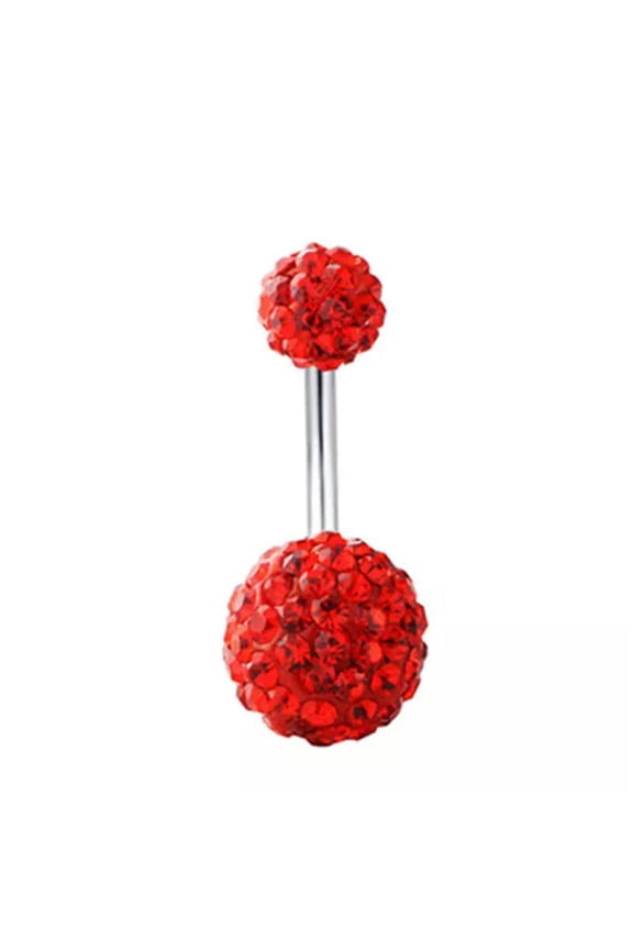 Navel Belly Button Ring Crystal Flower Dangle Bar Barbell Body Piercing Jewelry!-red