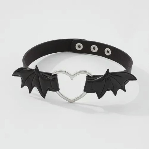 K-KED Neckchain Gothic Punk Style Necklace with Love Wings Neckband Choker Necklace-black