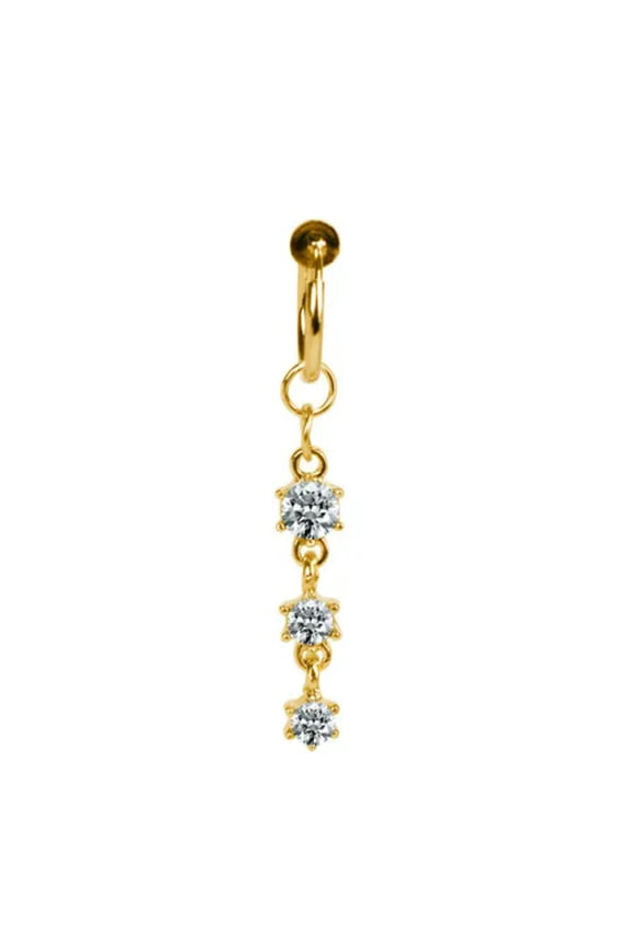 New Belly Button Rings Dangle Crystal Rhinestone Navel Bar Barbell Body Piercing-A-gold diamond
