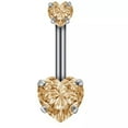 thumbnail image 1 of K-KED New Belly Button Rings Dangle Crystal Rhinestone Navel Bar Barbell Body Piercing-I-champagne, 1 of 9