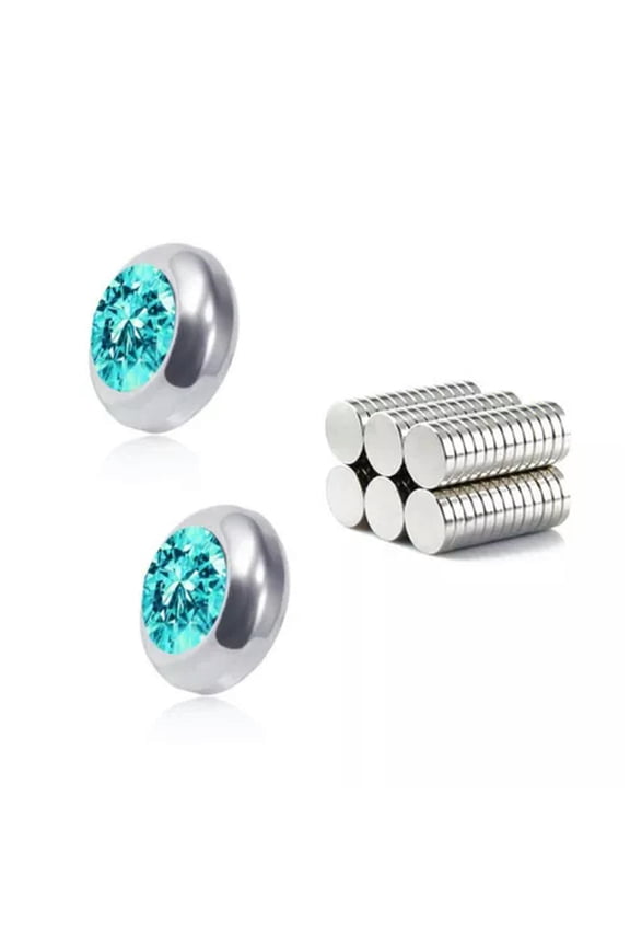 New Non Piercing Clip on Magnetic Magnet Ear Stud Mens Womens Fake Earrings-Green