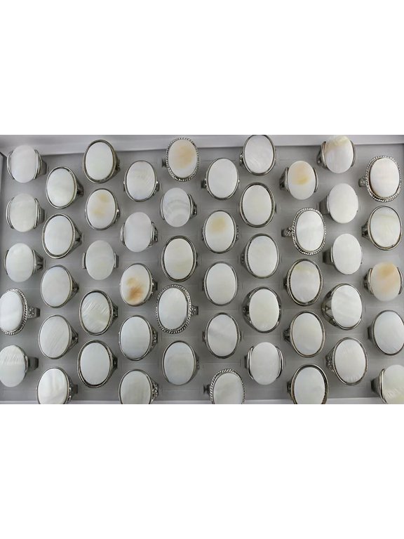 New Wholesale Lots 32pcs Lady's Ring Mixed Fashion Oversize White Shell Rings