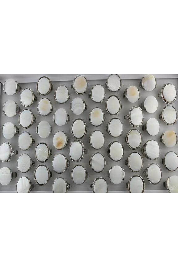 New Wholesale Lots 32pcs Lady's Ring Mixed Fashion Oversize White Shell Rings