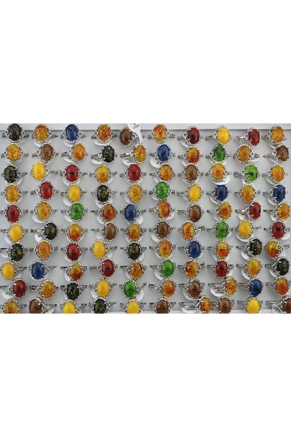Newest Fashion Wholesale Mixed Lots 32pcs Resin Rhinestone Lady's Silver P Rings
