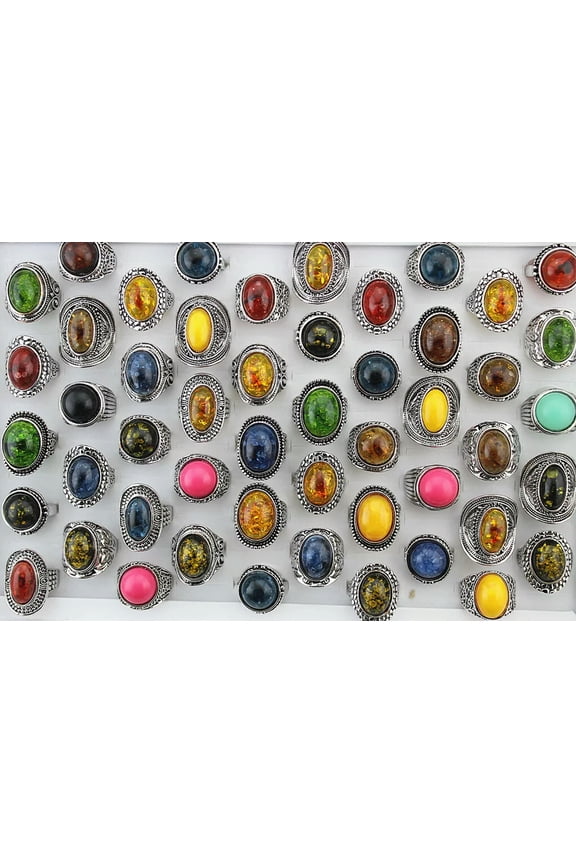 Newest Wholesale Delicate Jewelry Bulk Lots 32pcs Mixed Style Resin Women Mens Rings