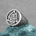 thumbnail image 1 of K-KED Nordic Trend Viking Odin Triangle Rune Men's Stainless Steel Rings Sizes 7-13-Silver-7, 1 of 6
