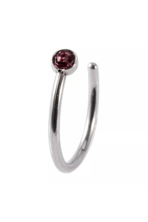 Nose Ring Stainless Steel Fake Nose Ring Hoop Lip Nose Rings Small Thin Piercing-Pink