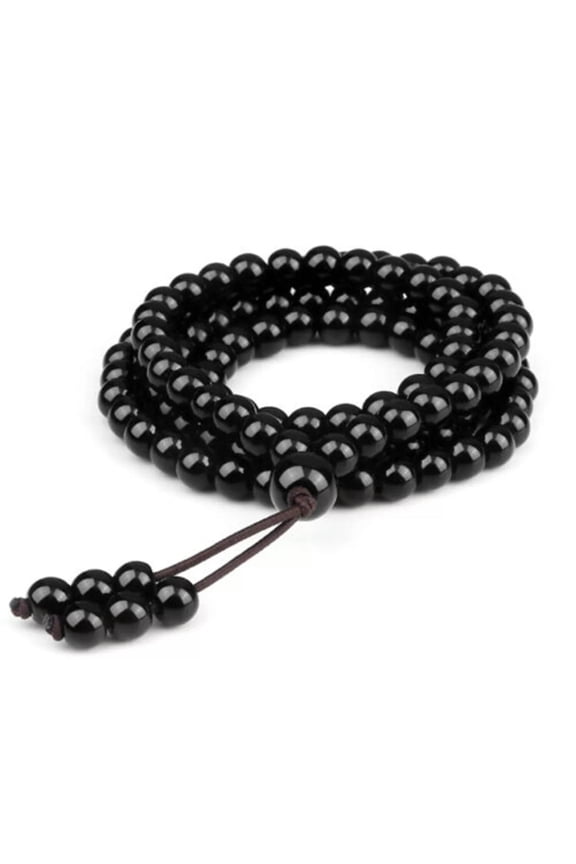 Onyx Prayer Beads 108 Mala Crystal Stone Black Quartz Healing Bracelet