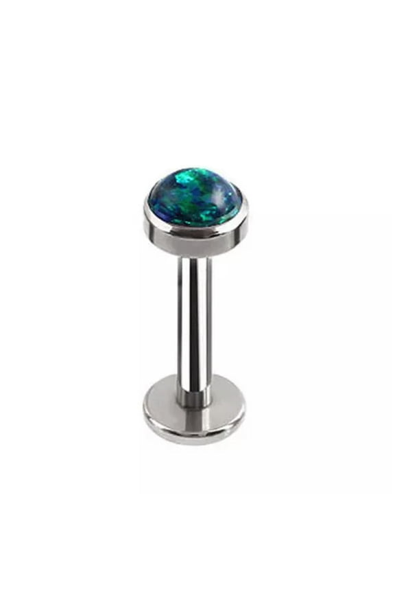 Opal Bezel Labret Triple Forward Helix Earring Piercing Tragus Cartilage Studs-dark blue-1.2mm/6mm/4mm