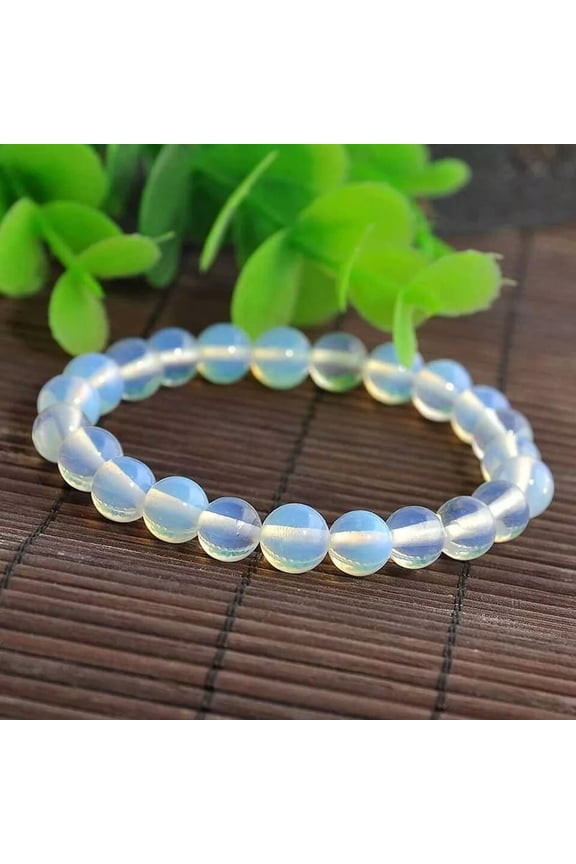 Opal Moonstone 8mm Bead Natural Stone Crystal Bracelet Boho Bangle Womens Gift
