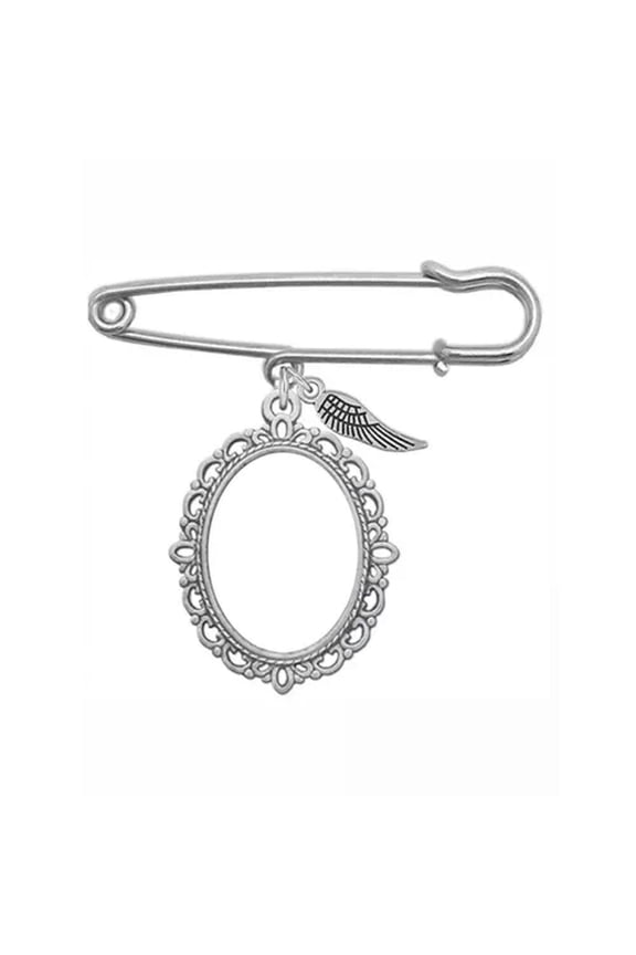 Oval Shape Photo Memory Floating Pendant Brooch Pin Cosrage Delicate Jewelry Women Men-A