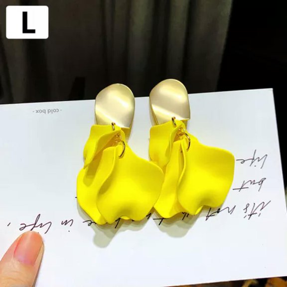 K-KED Pair Women Dangle Drop Earrings Rose Petal Long Tassel Earrings Delicate Jewelry Earrings-Yellow-2