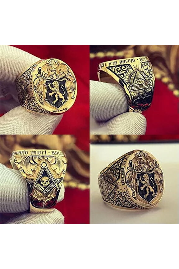 Party Yellow Gold Filled Men Hip Hop Cubic Zirconia Ring Delicate Jewelry Size 6-13-Style 1-9