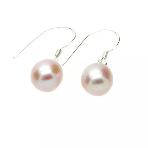 K-KED Pearl Drop Earrings Sterling Silver 7-8mm Lavender Cultured Freshwater Pearls