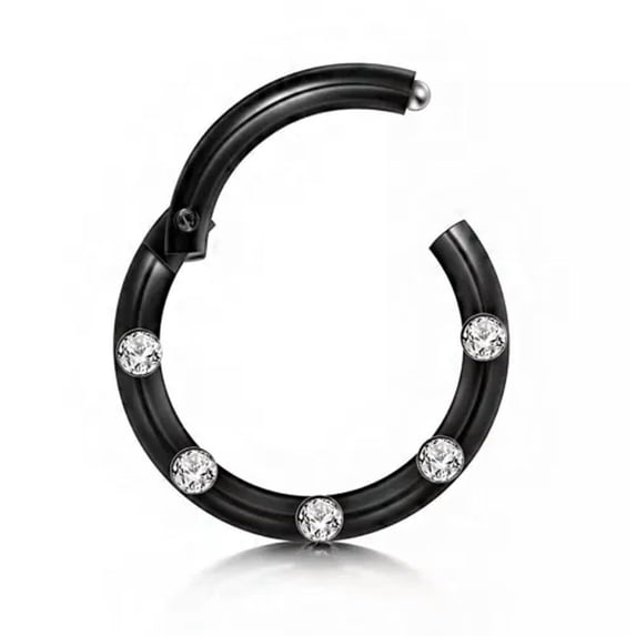 K-KED Piercing Surgical Steel Rings Nose Ring Nose Lip Hoop Cartilage Tragus Helix -Black-1.2*8mm