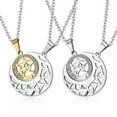 thumbnail image 1 of K-KED Popular Ins Tide Sun Moon Puzzle Pendant Stainless Steel Necklace Couple Jewelry-Silver Pair, 1 of 7