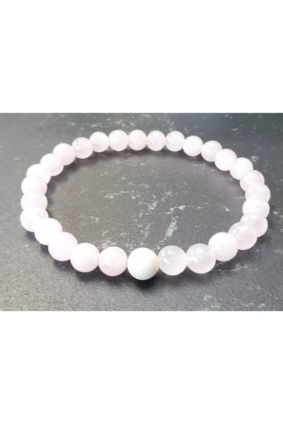 Porcelain and Rose Quartz Fertility Bracelet 6mm