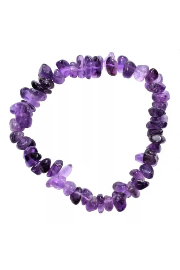 Premium Natural (Dark) Amethyst Crystal Chip Stretchy Bracelet 7.5"