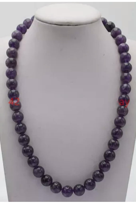 Pretty 6/8/10/12mm Natural Multicolor Gemstone Round Beads Necklace 18" AAA+-6mm-Amethyst