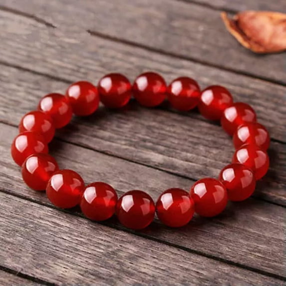 K-KED Pretty 6/8/10/12mm Natural Red Jade Gemstone Round Beads Stretch Bracelet 7.5''-12 mm