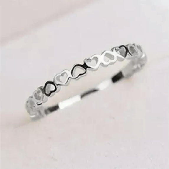 K-KED Pretty Women Heart Silver Plated Ring Engagement Wedding Delicate Jewelry Gifts Size 6-12-Silver-5