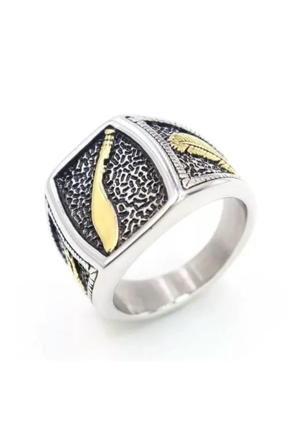 Punk Personalized Stainless Steel Sickle Feather Design Rings Size 7-14