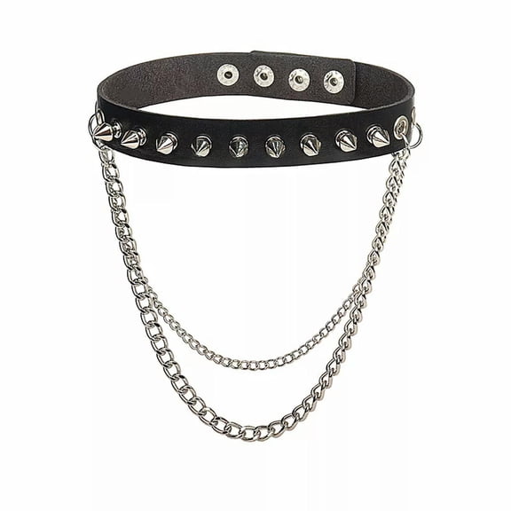 K-KED Punk Rock Gothic Rivet Collar Metal Chain Pu Necklace Necklace Collar Chain