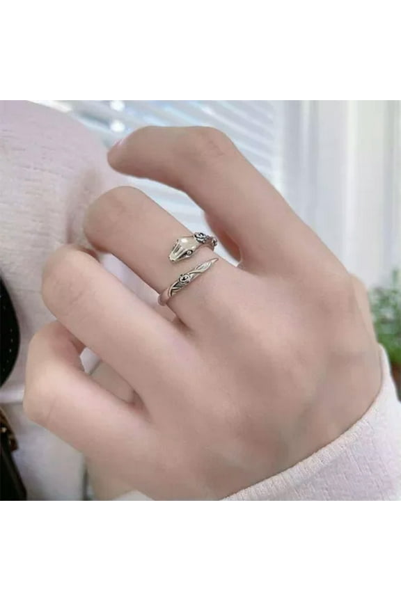 Punk Snake Shape Ring Women Silvery Serpentine Open Rings Fashion Delicate Jewelry Gift-2