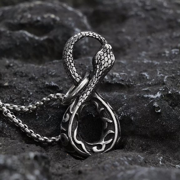 K-KED Punk Style Snake Eye Of The Storm Stainless Steel Pendant Necklace Chain-default