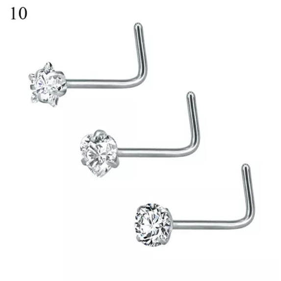 K-KED Punk Zircon Nose Stud Surgical Steel Nose Ring Lip Rings Body Piercing Jewelry~-10
