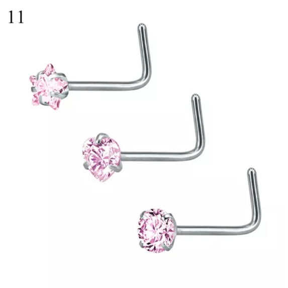 K-KED Punk Zircon Nose Stud Surgical Steel Nose Ring Lip Rings Body Piercing Jewelry~-11
