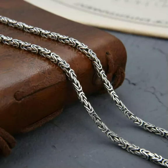 K-KED Pure 925 Sterling Silver Chain Men Women 2.5mm Width Byzantine Link Necklace-26inch-25-26g