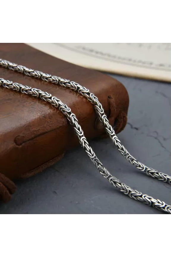 Pure 925 Sterling Silver Chain Men Women 2.5mm Width Byzantine Link Necklace-26inch-25-26g