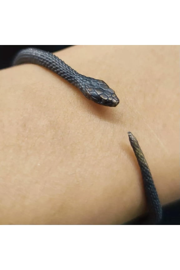 Pure Copper Snake Shaped Bracelet Open Style Bracelet Black Snake Accessory