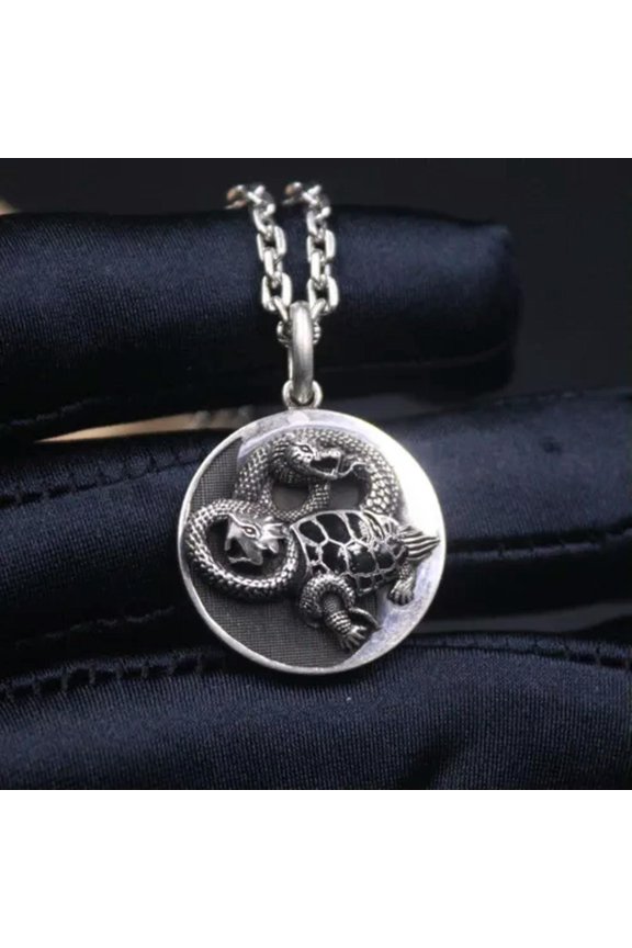 Pure S925 Sterling Silver Black Tortoise Of Chinese Four Divine Beasts Pendant-Just Pendant