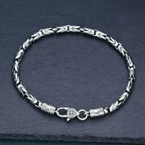 K-KED Pure S925 Sterling Silver Chain Men Women 4mm Round Byzantine Link Bracelet -18cm=7inch-12-13g