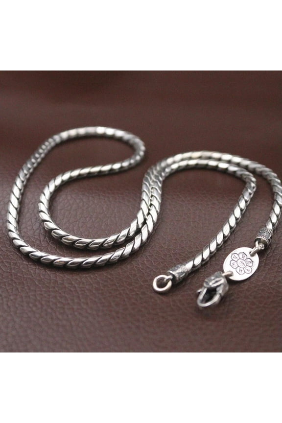 Pure S925 Sterling Silver Men 3mm Twist Rope Round Link Chain Necklace 20inchL