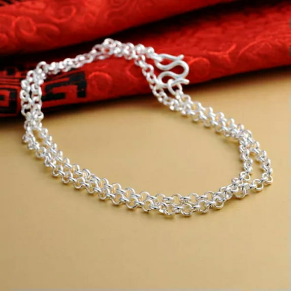 K-KED Pure S999 Sterling Silver Chain Men Women O-shaped Circle Cable Link Necklace-3.5mm,31.5inch,18g